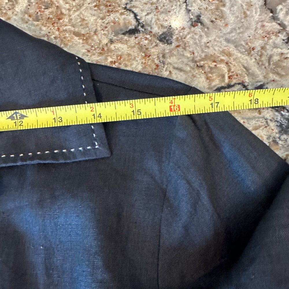 Irish Linen Richard Malcolm Jacket Blazer Black White Pearl Buttons Sz M medium - Picture 11 of 13